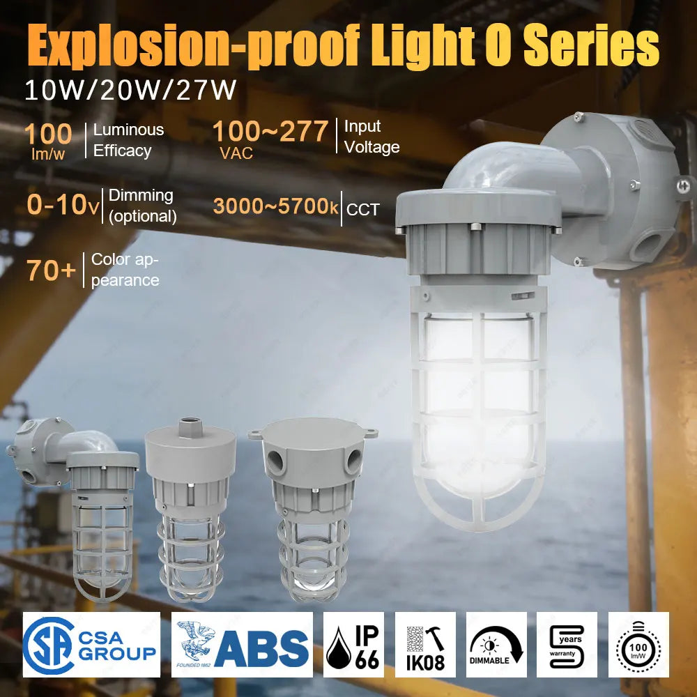 ATEX Zone 1 Explosion-Proof LED High Bay Light (10W/20W/27W) - IP66 Hazardous Area Warning & Task Lamp