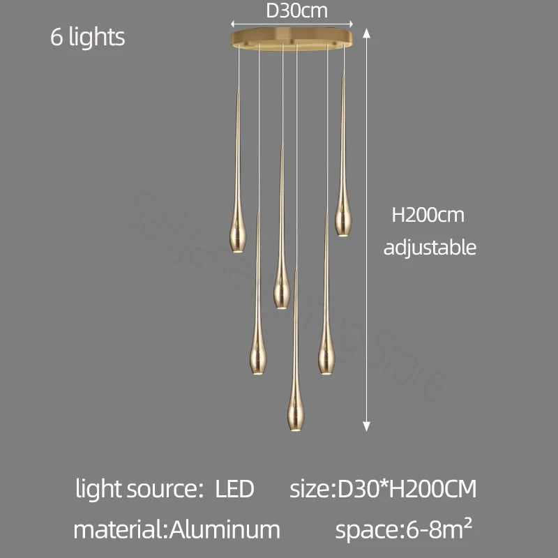 Nordic Style LED Modern Pendent Lamp Suitable For Villa Staircase Pendant Double-Layer Attic Ceiling Lamp Living Room Chandelier