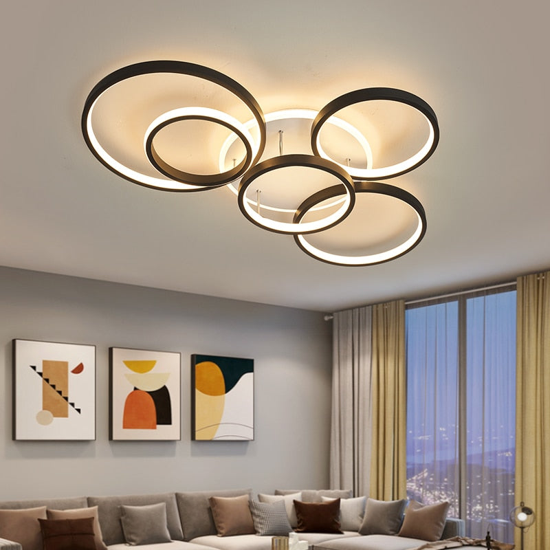 Smart Home Alexa Modern Led Ceiling Lights for Living Room Bedroom Study Room Indoor 90-260V Leiling Lamp Fixtures Black Gold