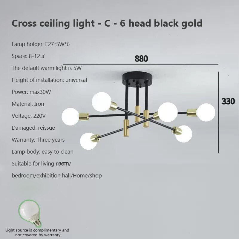 6 Heads LED Modern Ceiling Chandelier Hanging Lamp for Ceiling Dining Living Room Bedroom Hall Home Decor Lndoor Light Fixture