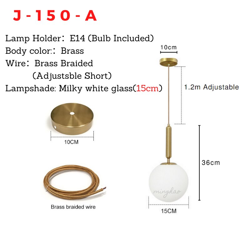 Modern LED Round Glass Ball Pendant Lights Iron E14 Pendant Lamps Hanging Light Fixture for Living Bedroom Dining Room