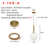 Modern LED Round Glass Ball Pendant Lights Iron E14 Pendant Lamps Hanging Light Fixture for Living Bedroom Dining Room