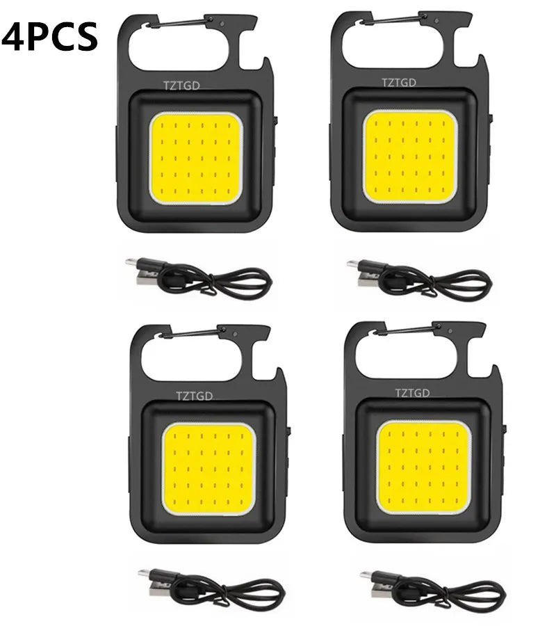 Mini LED 500mah Cold White Work Light Portable Pocket Flashlight Keychains USB Rechargeable For Outdoor Camping Small Corkscrew