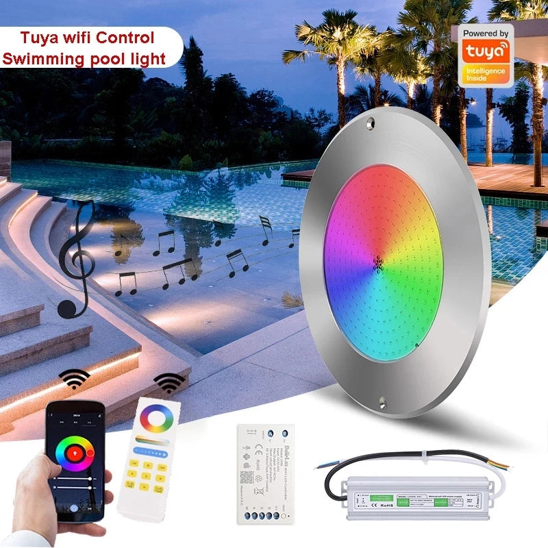 18W 35W Swimming Pool Lights Focos 12V Smart App Tuya Wifi LED RGB Piscine Lamp Remote Control Pool Party Decoration One set