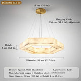 Artificial Marble Pendant Light (Imitation Alabaster) - Modern LED Ceiling Hanging Lamp Fixture for Living Room, Dining Room, Hotel & Villa Decor