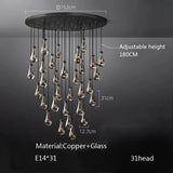 New Copper LED Pendant Light, Modern Lobby Waterdrop Glass Light, Home Decoration, Hotel Villa Glossy Staircase Ceiling  Lamps