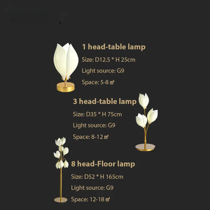 Post-modern Ceramic Magnolia Led Floor Lamp Indoor Home Decors Standing Lamps for Living Dining Room Bedroom Lamp Table Light