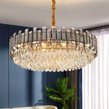 Modern K9 Crystal Chandelier Round Ceiling Fixtures Pendant Lights Living Room Bedroom