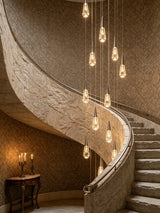 Modern Luxury Crystal Chandelier Hanging Staircas Water Droplet Pendent Lamp Villa Living Room Ceiling Light Attic Pendant Light