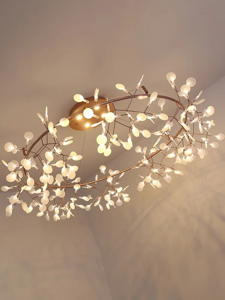 Nordic Chandelier Modern Luxury Living Room Kitchen Firefly Led Ceiling Pendant Lamp Indoor Creative Children&#39;s Room Ring Lights