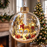 8cm Christmas Ball Ornament Transparent Acrylic Xmas Hanging Decoration DIY with Light Snowman Crystal Ball Holiday Ornament