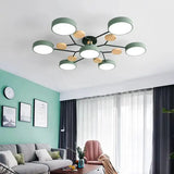 Nordic Macaron Ceiling Light - Modern Log & Metal Lamp for Living Room