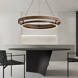 Designer's modern wood grain color retro living room pendant light dining room bedroom study circular pendant light