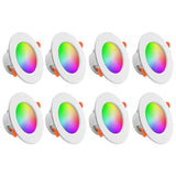 Tuya Smart WiFi 10W RGBCW LED Recessed Downlight (2700K-6500K) - App Dimmable Color-Changing & Tunable White Ceiling Spotlight Compatible with Alexa & Google Home