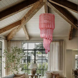 Modern Luxury Pink Crystal Glass LED Pendant Light Nordic Ceiling Home Decoration Lobby Living Room Staircase Ceiling Lamp