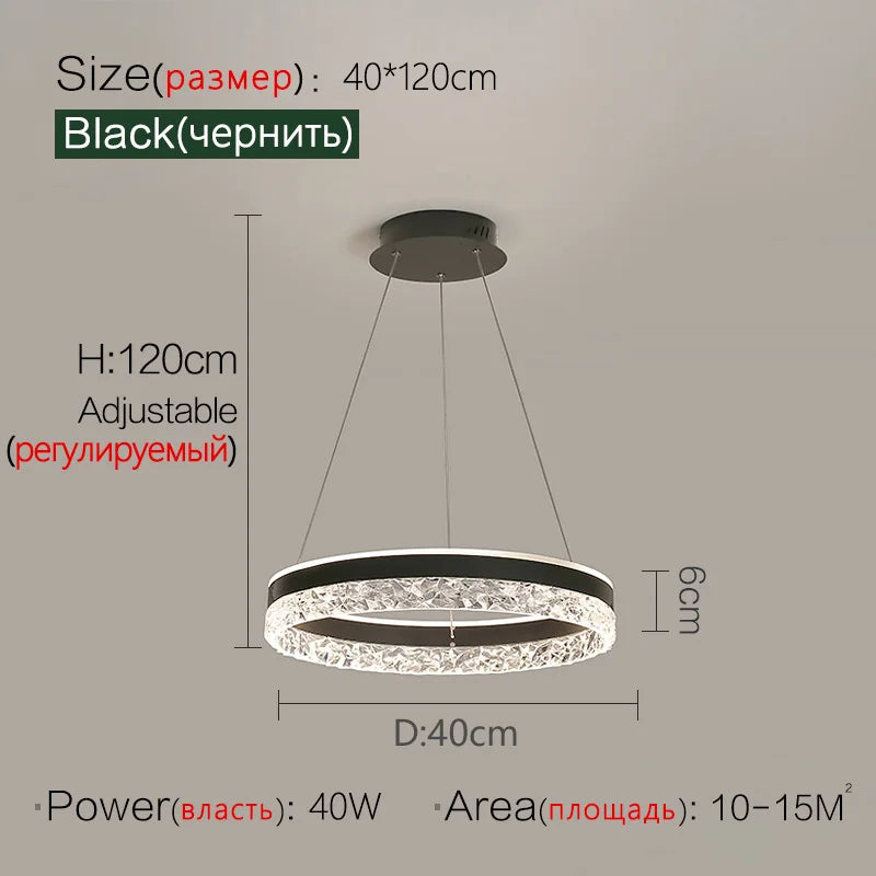 Nordic Creative Modern LED Chandelier Ceiling Dimmable Round Chandelier Living Room Dining Room Bedroom Glossy Lighting Fixtures