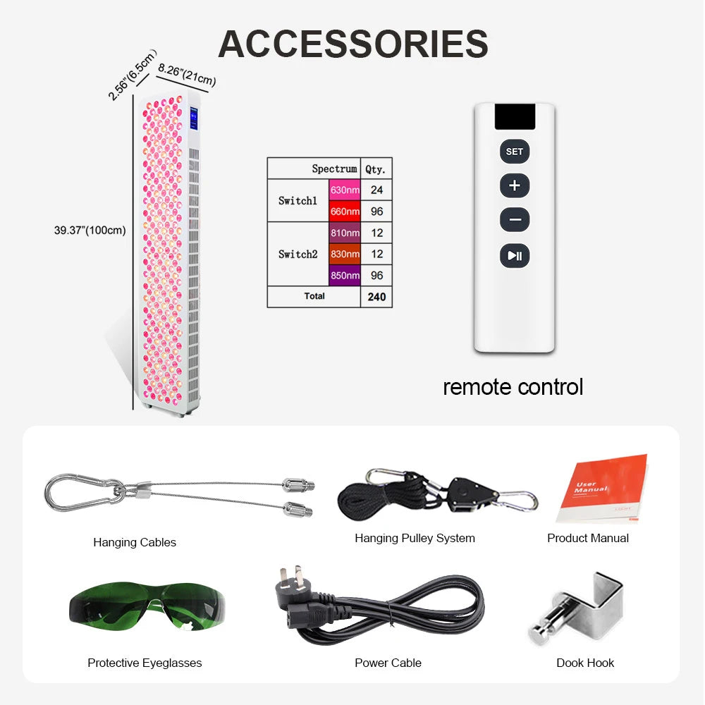 Red Light Therapy OEM/ODM 5 Wavelengths Pulse Model Full Body Use 300-3600W Infrared PDT Touch Screen LED Red Light Therapy Panel Device