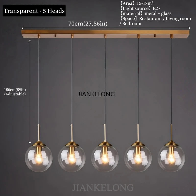 Modern Luxury Glass Chandelier - Nordic Metal LED Pendant Light
