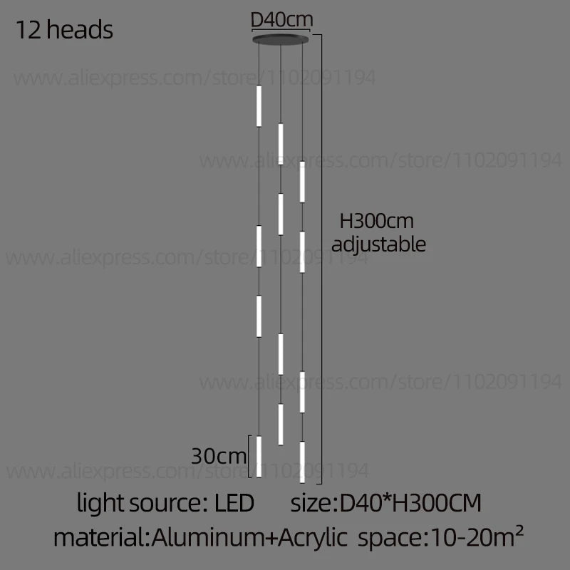 Long Chandelier Staircase Lamp Designer Modern Living Room Chandelier Nordic Indoor Villa Hall Long Line Penthouse Pendant Lamp