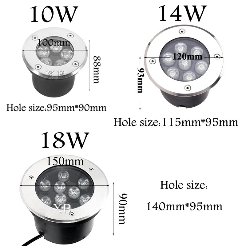 IP67 3W 6W 10W 14W Waterproof LED Underground Light Outdoor Ground Garden Path Floor Buried Yard Spot Landscape AC85-265V DC12V