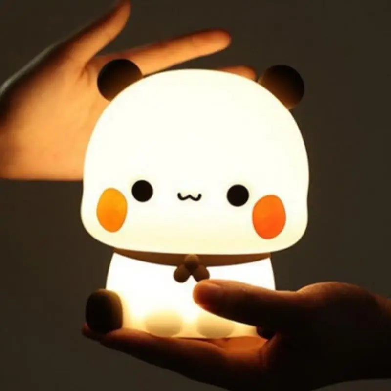 Kawaii Panda LED Night Light - Soft Silicone Tap Lamp for Baby Nursery