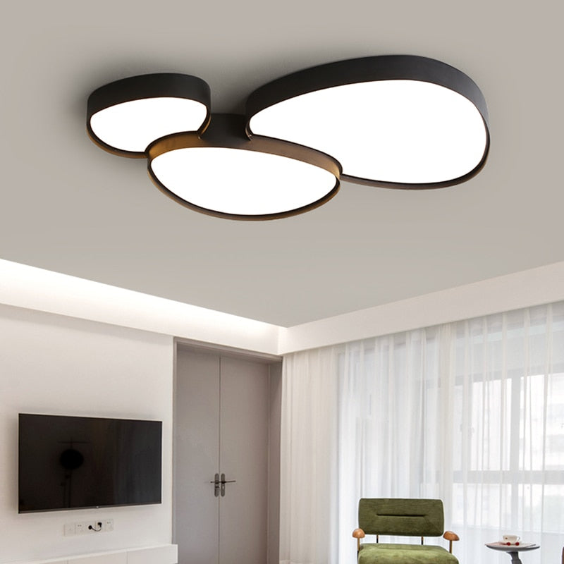 Modren LED Ceiling Lamps Living Dining Room Study Bedroom Nordic Minimalist Acrylic Black White Home Decor Lustre Lights Fixture