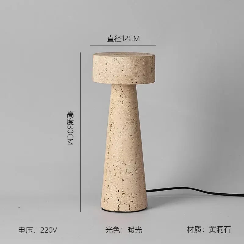 Unique Stone Table Lamp with Japanese Wabi-Sabi Design for Bedroom Living Room and Study Room