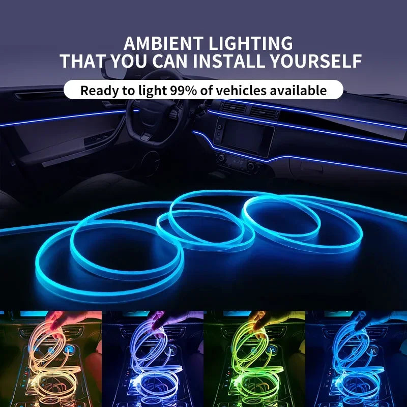 3M USB Blue LED Car Lnterior Atmosphere Light EL Cool Light Line Neon Strip For Automotive DIY Flexible Environmental Lights