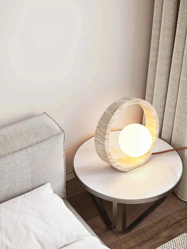 Modern Travertine Floor Lamp Natural Yellow Cave Stone LED Table Lamp Indoor Decor Lighting Bedside Living Room Bedroom Study G9