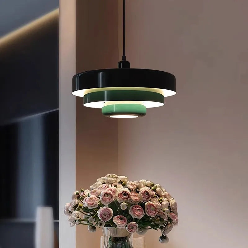 Nordic LED Pendant Light Macaron Carbon Steel Aluminum White Dark Green Orange Illuminations For Restaurant Living Rooms Fixture