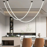 Nordic Long Line Chandelier Modern Flexible Long Tube LED  Lights Restuarant Cafe Bar Dining Room Pendant Lamps
