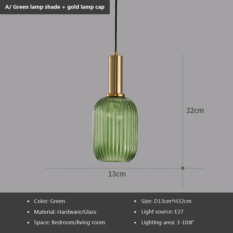 Nordic Retro restaurant colorful Glass pendant lights Creative living room Lamp Simple bedside lamp LED E27 light