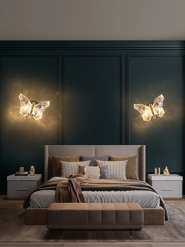 Modern Butterfly Wall Lamp Nordic LED Wall Light Sconces for Living Bedside Bedroom Hotel TV Home Decoration Lighting Fixture