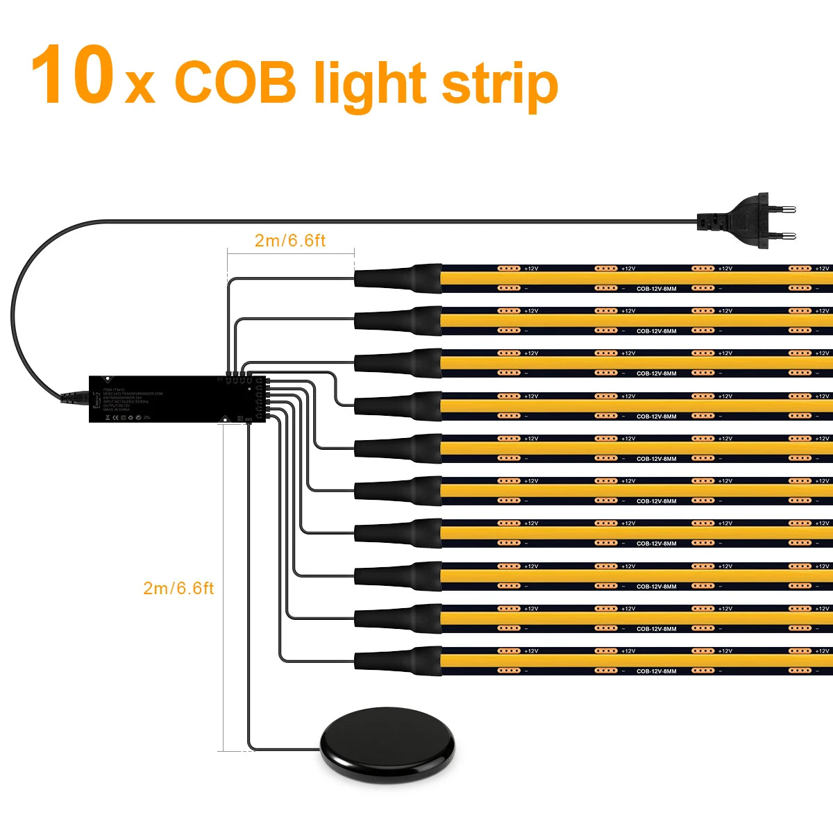 Black PCB COB LED Strip for Wooden Slats - Touch Dimmable Accent Light