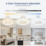 Modern Thin Ceiling Fan Light, White Silent Ceiling Fan, Remote Control, Unlimited Dimming, 6 Wind Power, Bedroom Living Room