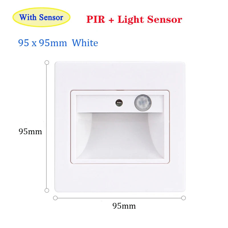 Night Foyer Intelligent Lamp PIR Motion Detector Sensor COB LED Stair Light Recessed Step Ladder Kitchen Foyer Wall Footlight