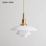 Designer Dish Glass Pendant Lighting Nordic Bedroom Hotel Home Decoration  Fixtures Three-layer White Gold Silver