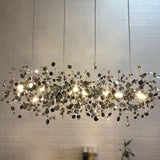 Nordic LED Chandelier Stainless Steel Chrome Leaf Personality Art Decors Living Dining Room Bar Table Hanging Lighting