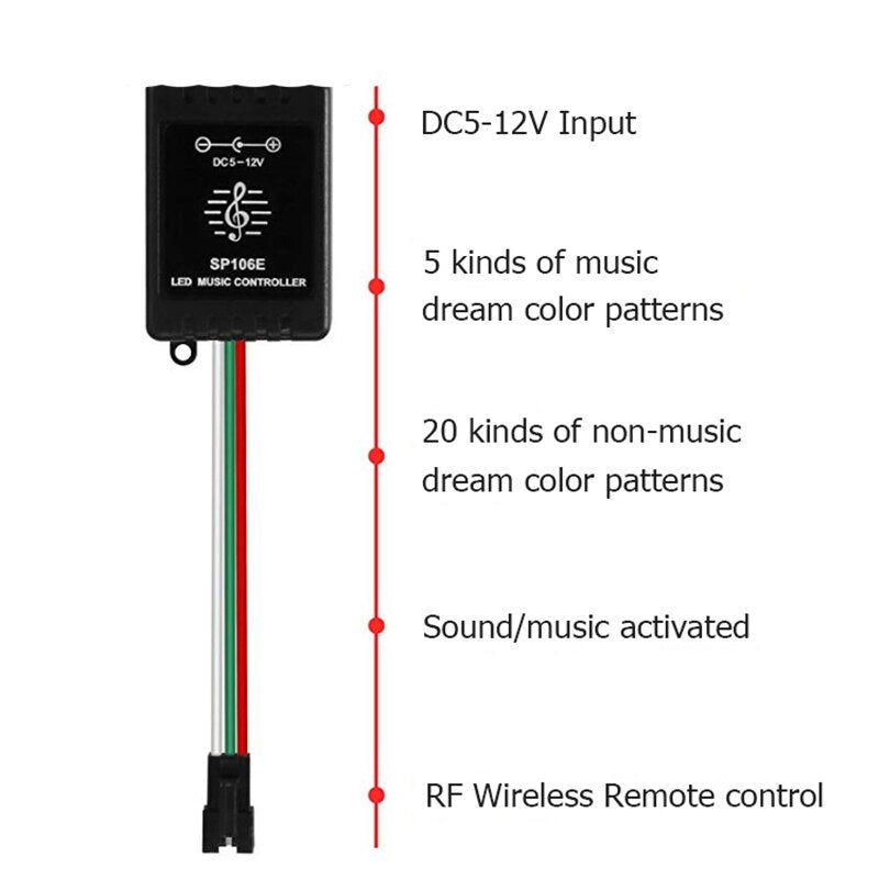 Mini Led Controller 9 Key RGB LED Controller 9 Keys RF Wireless Pixel IC SPI Music Colorful WS28 ...