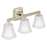 3-Light Dual-Mount Bath Vanity Fixture Frosted Glass in Polished Nickel