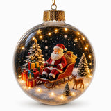Acrylic Material Christmas Ball Ornament with Light Transparent Design Santa Claus Pendant 8CM Size Hanging Christmas Decoration