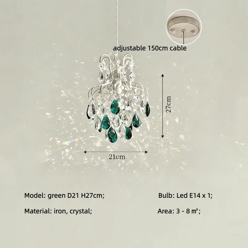 Modern Luxury Colorful Crystal Bedside Led Pendant Lights Home Decor Bedroom E14 Suspend Lamp Bar Hanging Lamp Led Luminarias