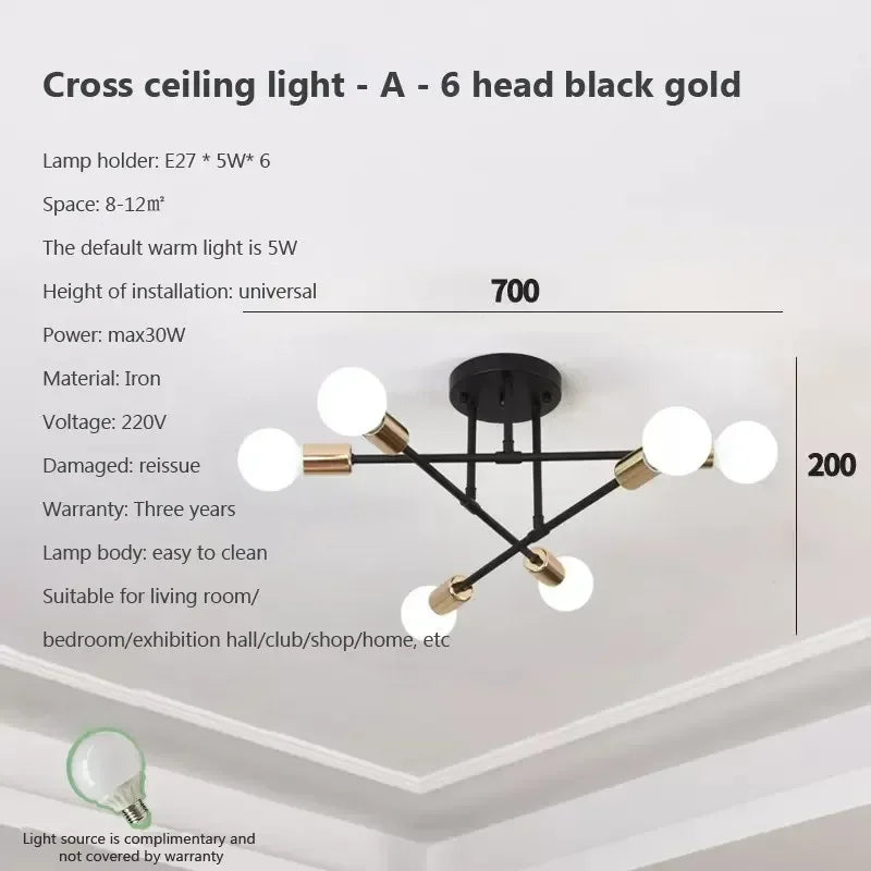 LED Chandelier Modern Semi Black White Gold Luster Ceiling Light For Dining Living Rooms Bedroom Indoor Decors Lamps