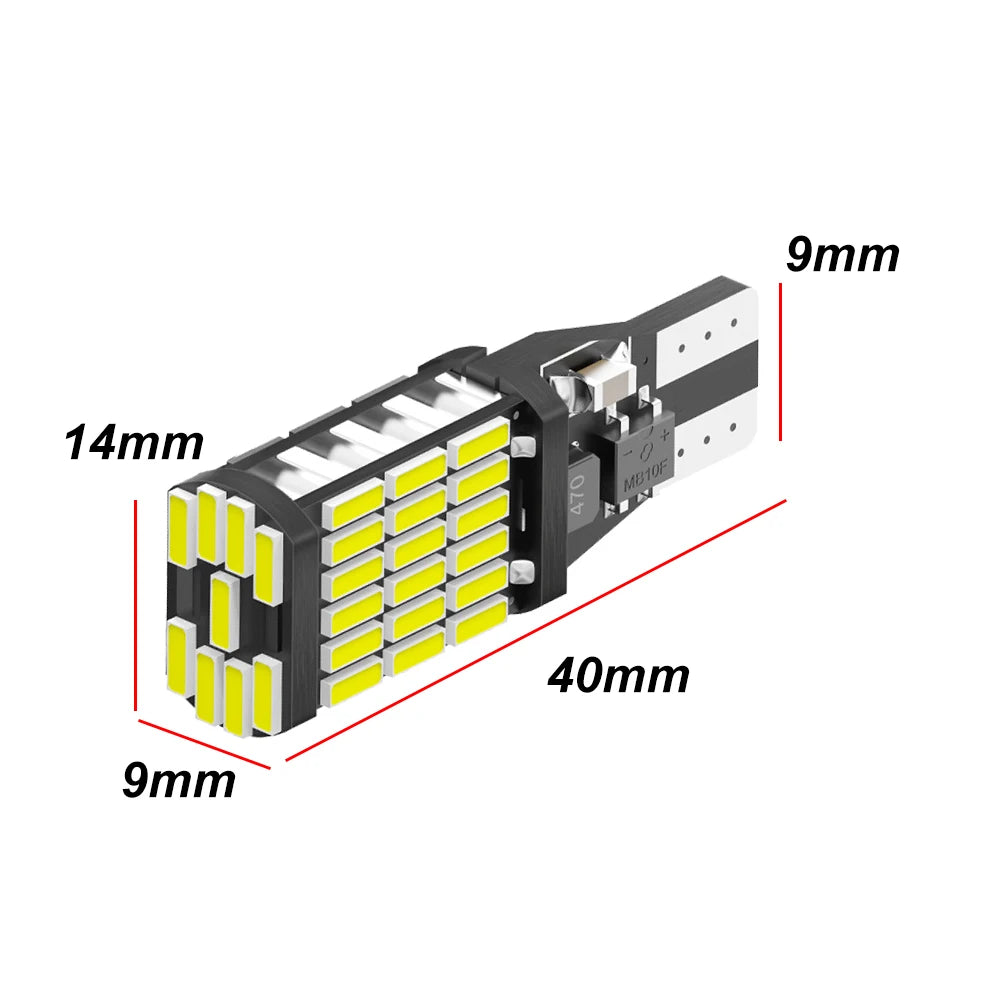 2PCS T15 W16W 4014 45-SMD LED Backup Reverse Light Bulbs - Canbus Error-Free High-Power Lamps