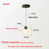 Modern Color Round Ball Long-Line Bedroom Single-Head Pendant Lamp With Glass And Injection-Molded Cover For Dining Room E27