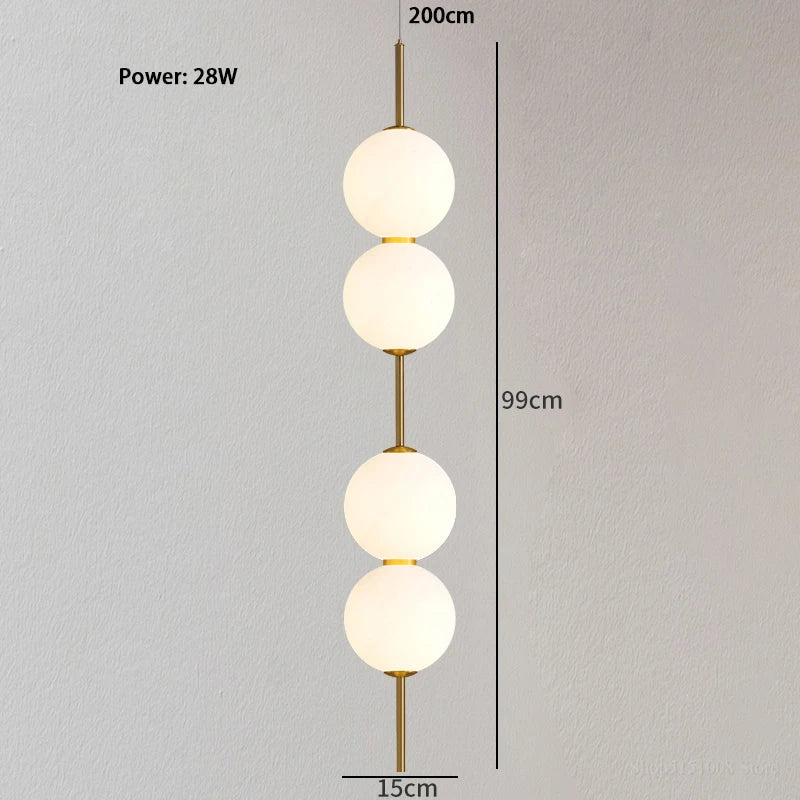 Nordic Glass Ball LED Pendant Lights Bedroom Bedside Hanging Lights Fixture Long Design Lighting Nordic Ceiling Chandeliers