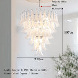 Cloudy White Glass Flower Petal Vintage Chandelier Italy Design Lighting Fixture LED Remote Dimmable Available Living Room Deco