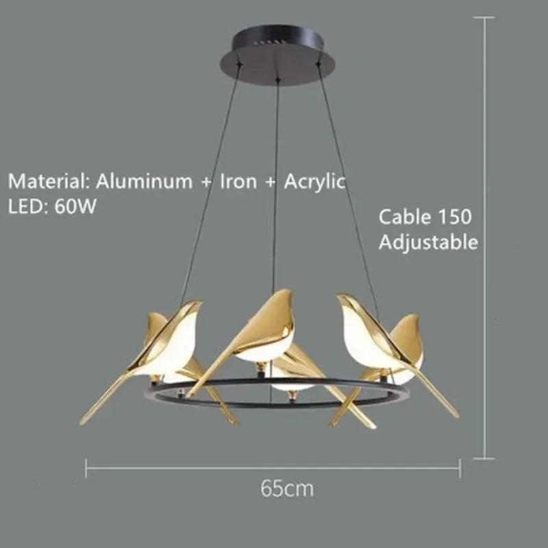 Modern Magpie Ceiling Chandelier Bedroom Bird Led Lighting Creative for Living Dining Table Lamps Room Home-appliance Decoration