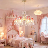 French Crystal Chandeliers Bedroom Living Room Dining Room Lamps Pink Bow Baby Room Princess Room Girl Bedroom Decor Chandelier