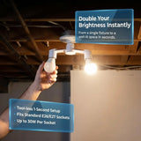E27 Light Socket Splitter Adapter (2-in-1 Dual Head) - E27 Screw Lamp Base Extender & Converter Bulb Holder